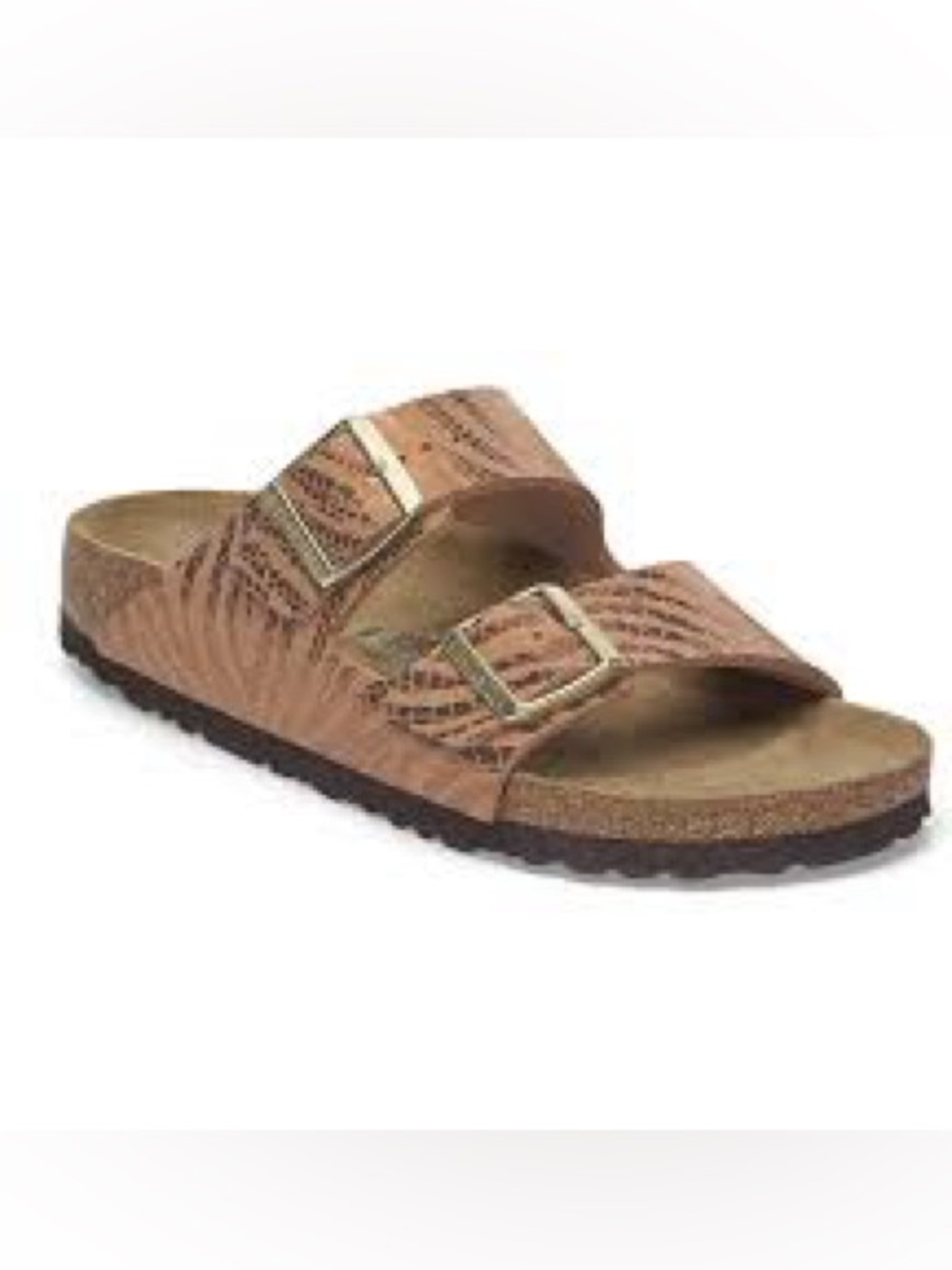 Birkenstock Arizona Sandals Women 38 US 7 Zebra Pecan Metallic Animal Print